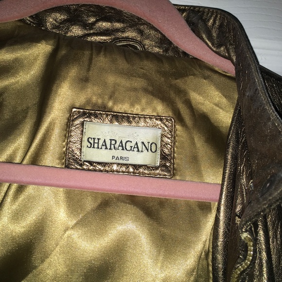 Vintage Sharagano Paris gold leather jacket - Picture 2 of 7